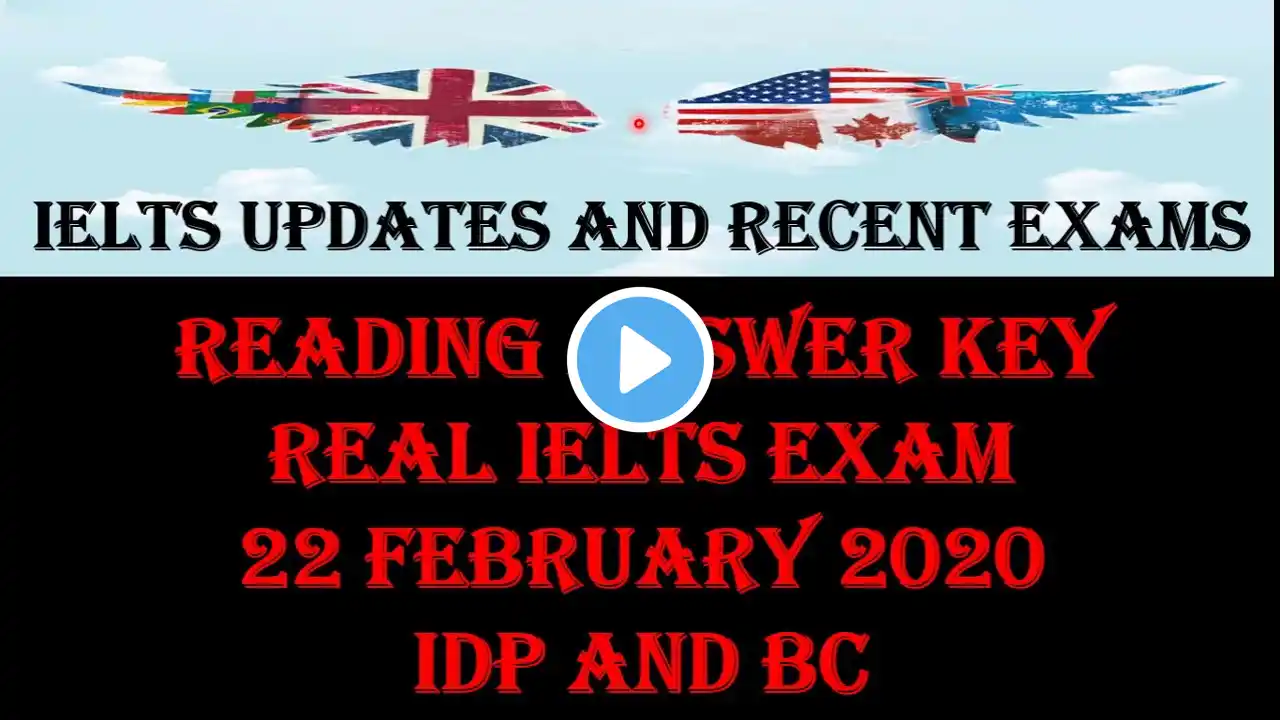 22 February 2020 IELTS / Reading Answer Key /Academic / INDIA