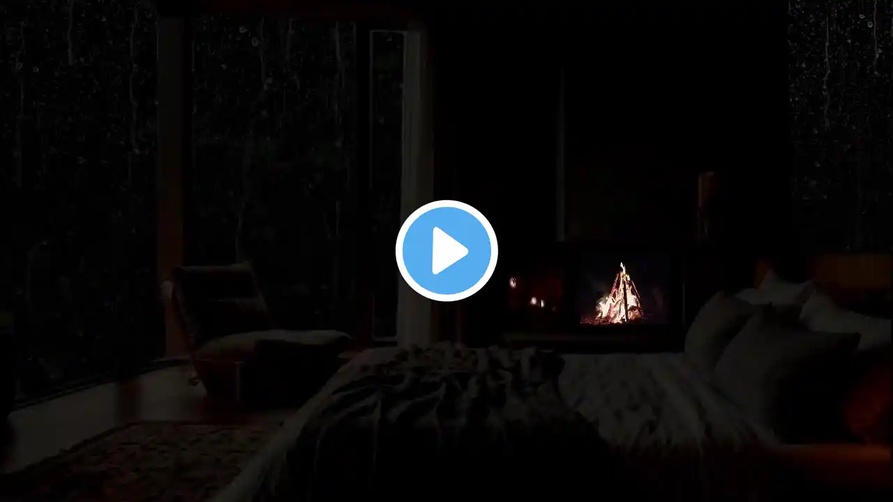 Insomnia Relief 🌧️ Gentle Forest Rain and Cozy Fireplace Sounds 🔥for Deep Sleep, Focus, Relaxation