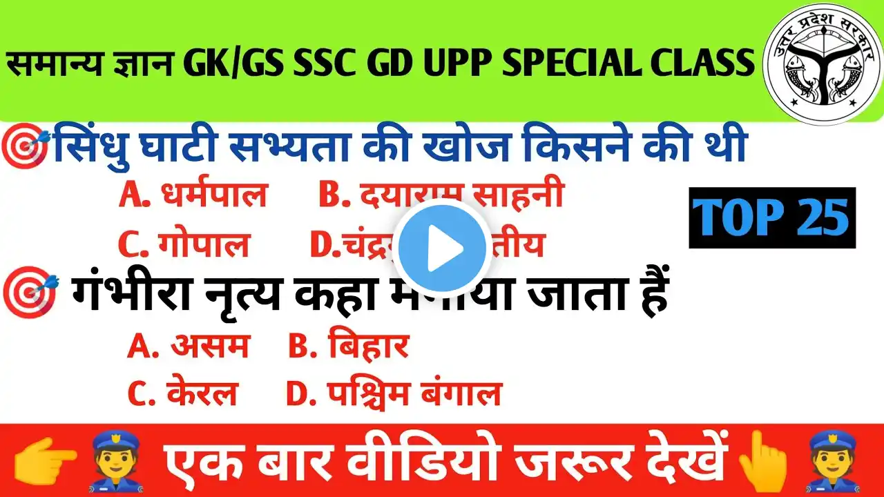 सामान्य ज्ञान GK/GS, रेलवे, आर्मी, बैंक, अग्निवीर UPSS MTS, CHSL, RPF CRPF, पुलिस, UPPolice, UPSSS