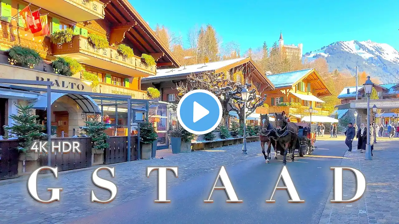 GSTAAD SWITZERLAND 🇨🇭 Stroll in charming mountain village / Winter Walking tour 4K