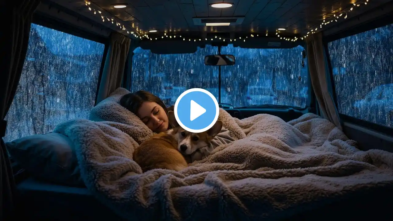 Rain Sounds for Sleep ⚡ Cozy Car Ambience with Sounds Rain & Thunder Deep Sleep and Anxiety Relief