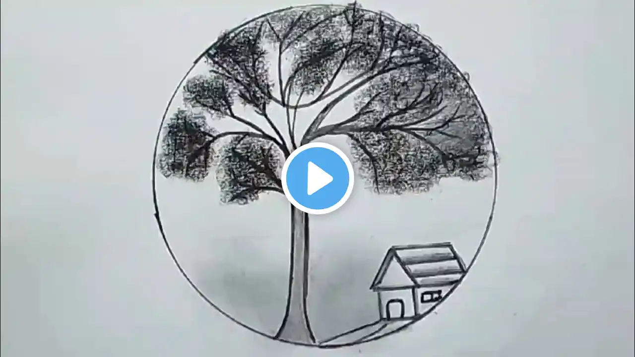 How to Draw Beautiful Pine Tree  | Easy tree drawing step by step