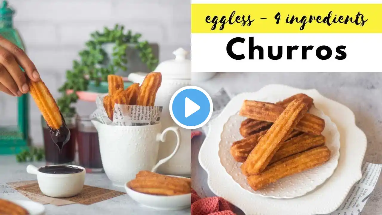 The Best Eggless Churros Recipe with Homemade Chocolate Sauce