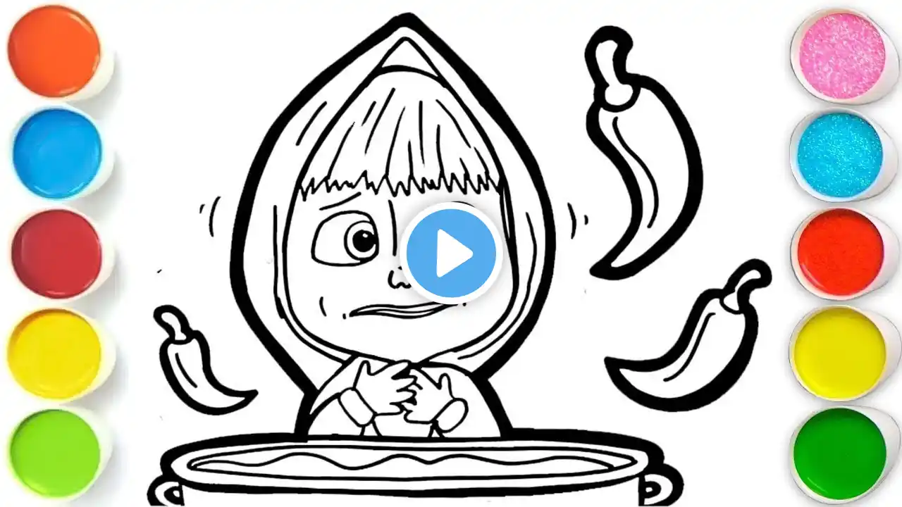 MASHA with spicy food Drawing, Painting & Coloring For Kids and Toddlers_ Child Art