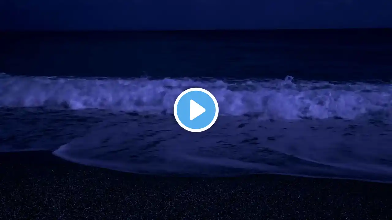 Distant Ocean Sounds for Deep Sleeping - Empty Beach at Night for Peaceful Sleep