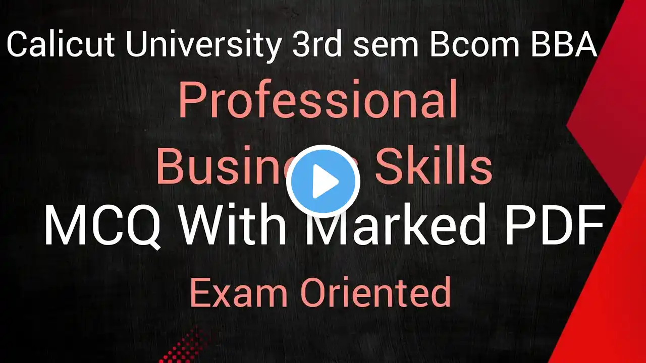 Calicut University 3rd Sem Bcom BBA Professional Business Skills MCQ