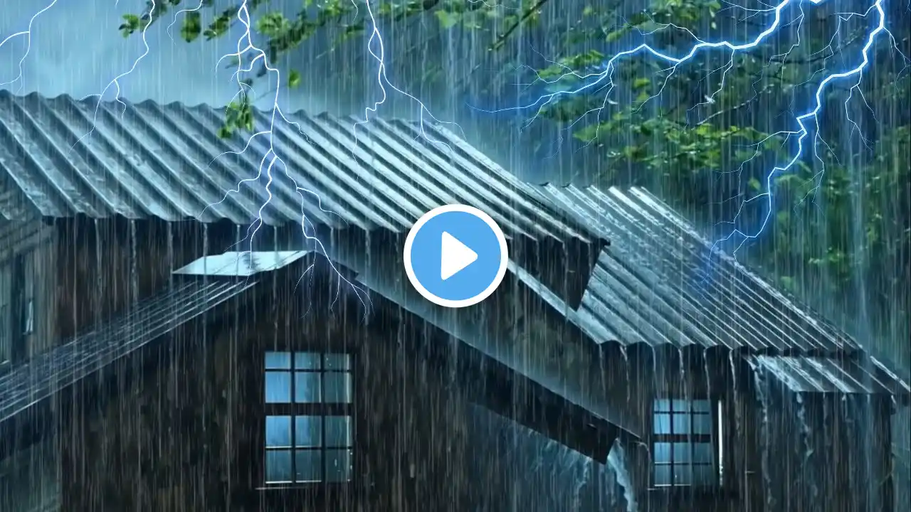 π΄ Heavy Rain On Roof For Deep Sleep & Insomnia Relief, Night Thunderstorm For Insomnia, Study, Relax