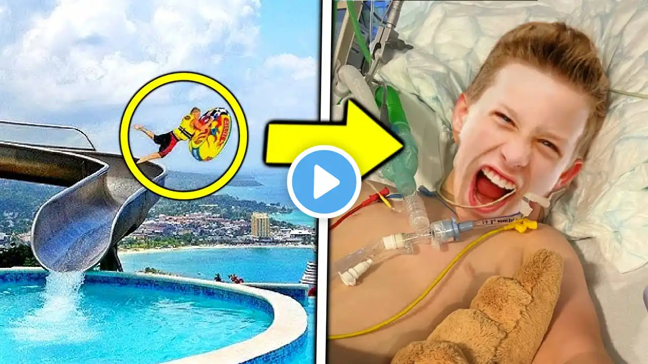 Paxton fell off the water slide, then.. (Ninja Kidz TV)