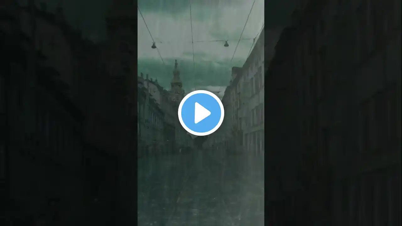 Heavy Rainfall with Rumbling Thunder on a City Street #shorts #rain #thunder