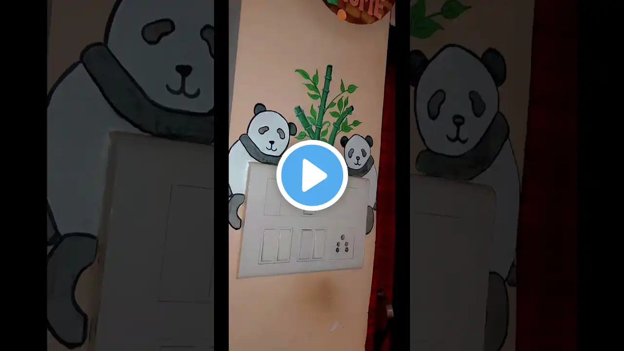 Panda Wall Painting 🎨🐼 | Switchboard Design #viral #trending #youtubeshorts #art #panda