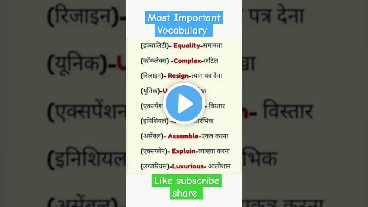 #ytshorts #viral #english #most# Important# Vocabulary #