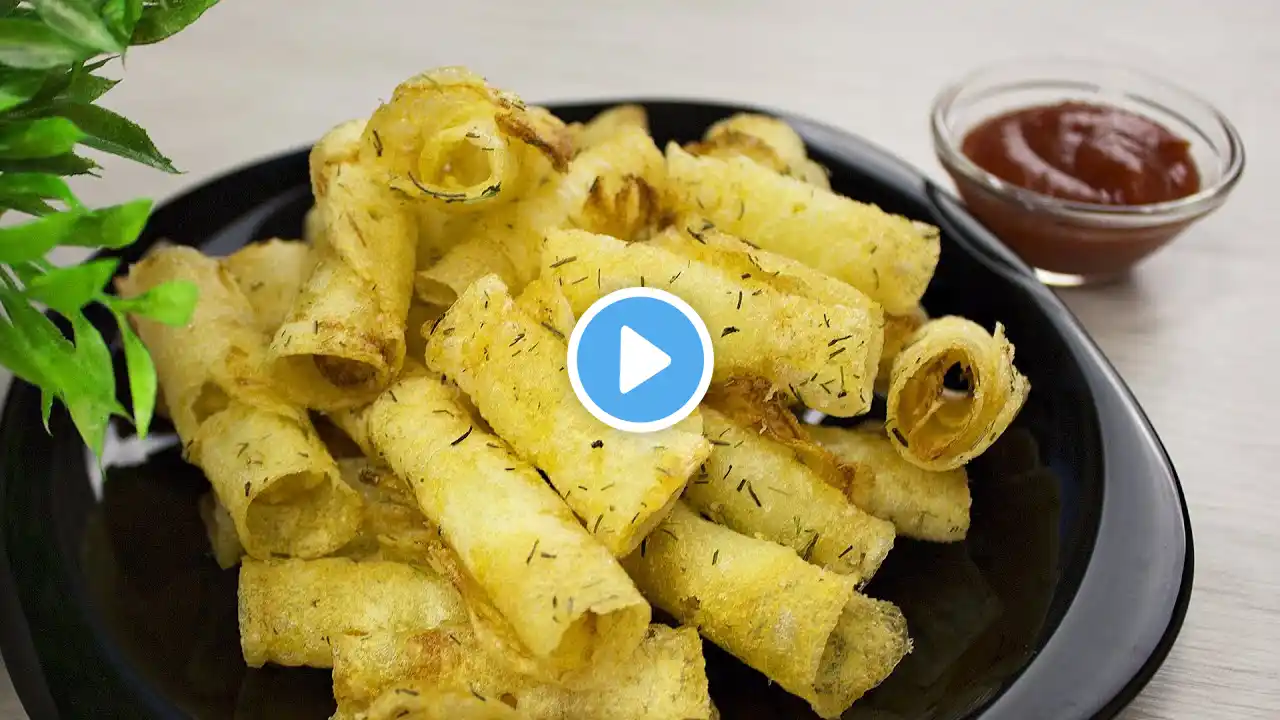 🥔💥3 Ingredients, Double Crispy Fried Potatoes❗ How To Make Potato Roll Chips, Potato Snacks💯👍