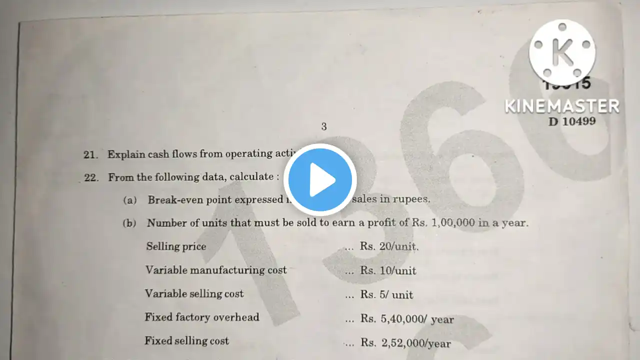 ACCOUNTING FOR MANAGEMENT - previous year question papper/important / 5th sem/calicut university