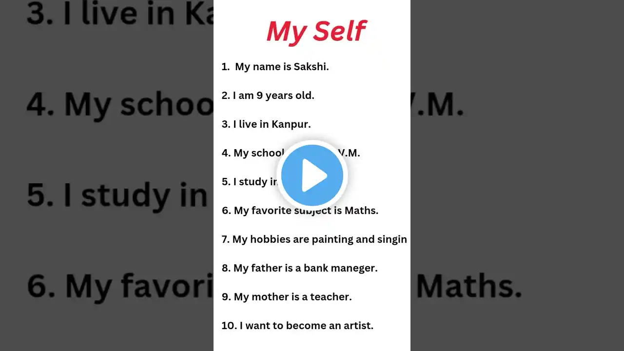 10 lines on My self #english #myself  #spokenenglish #englishspeaking