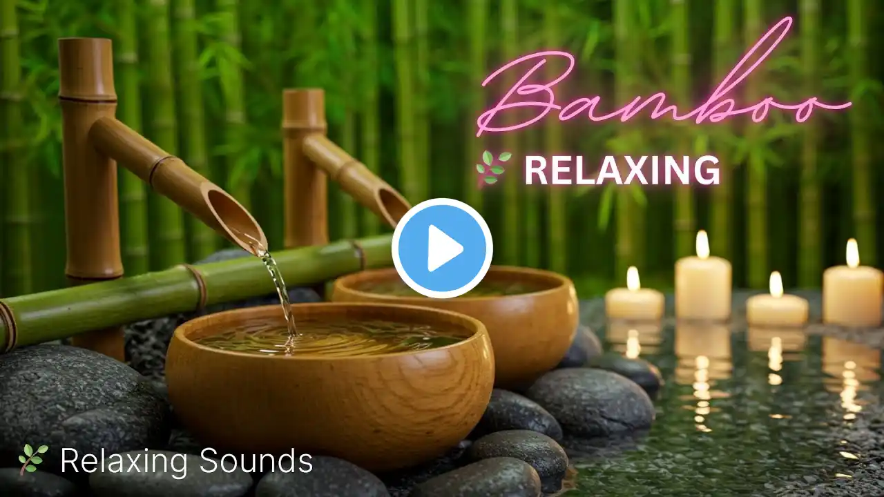 Bamboo Water Sounds & Soothing Relaxing Music 🌿💧 | Deep Sleep, Meditation & Stress Relief