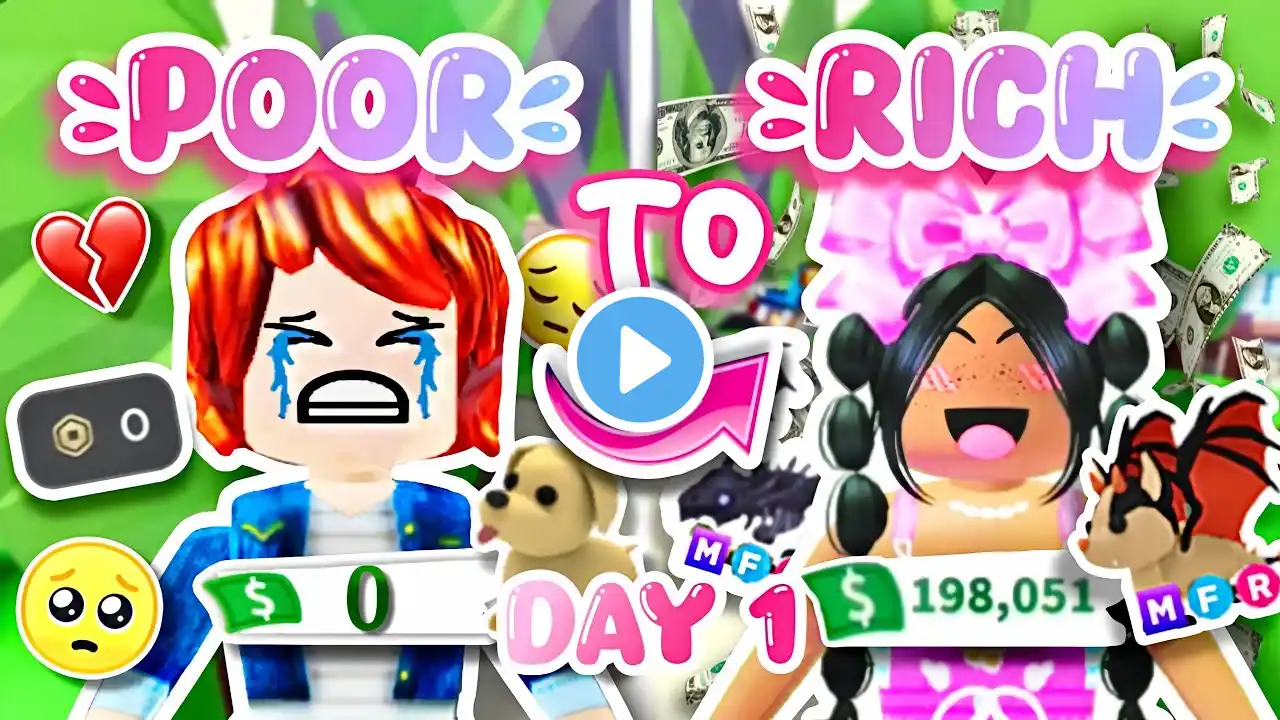 Trading From POOR To RICH In 7 Days Adopt Me Challenge (DAY 1) ๐ซง๐๐