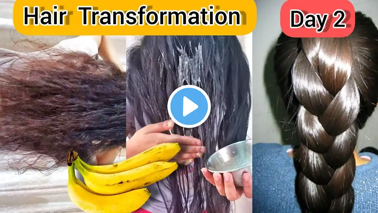 Banana Hair Mask For Thick , smooth & long hair 🌿**HAIR TRANSFORMATION "DAY 02"**🔴