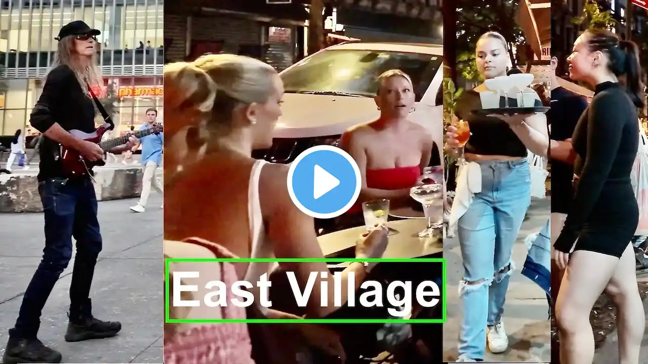 East Village Nightlife, Sunset Walk East Village NYC, East Village Walking Tour 4k