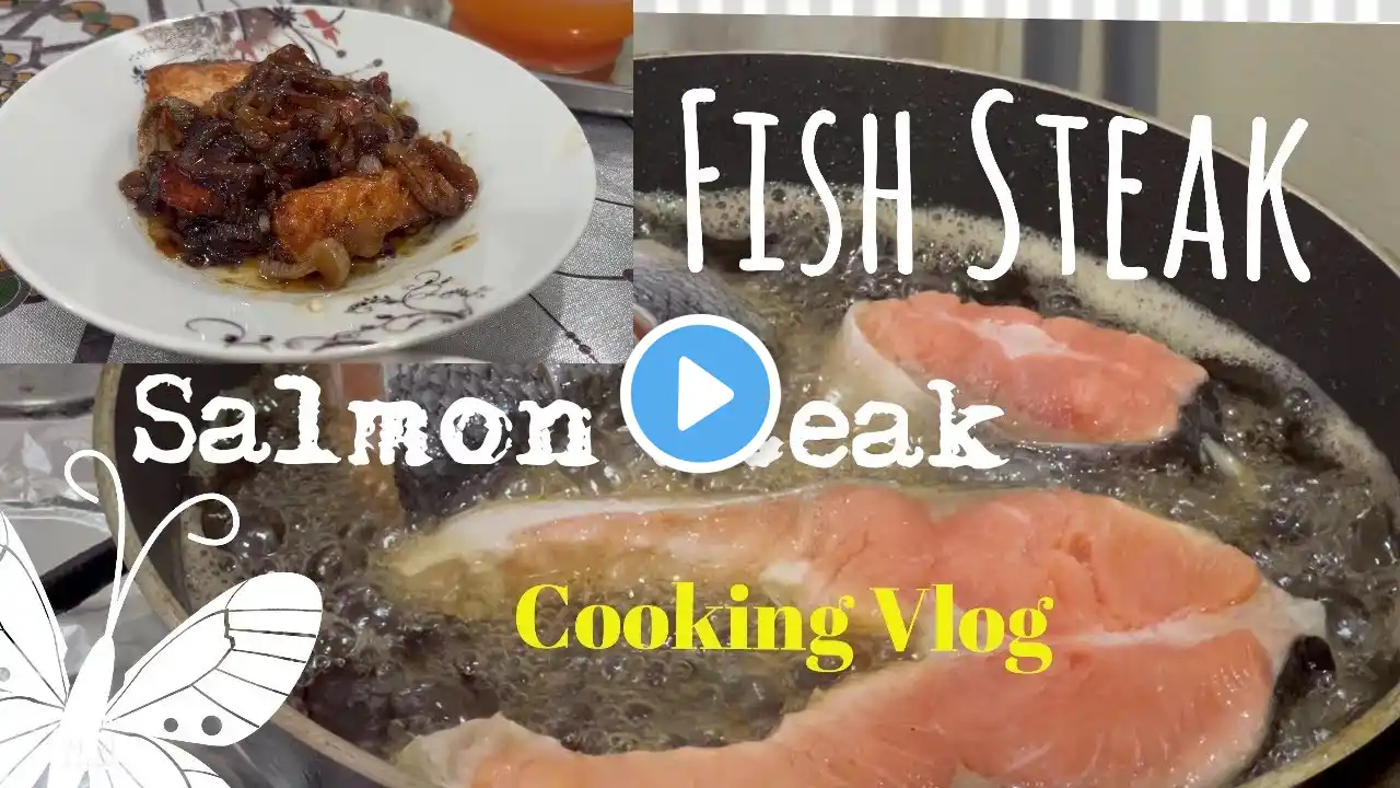 How to cook salmon steak simple recipe #salmon #steak  #cooking  #vlog #salmonsteak