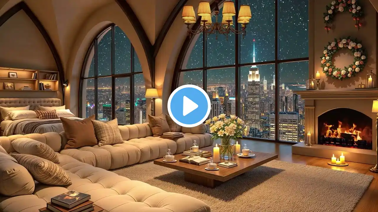 Winter Night Jazz ❄ Luxury Apartment in New York 🎷 Ethereal Jazz Saxophone Music for Relax & Sleep