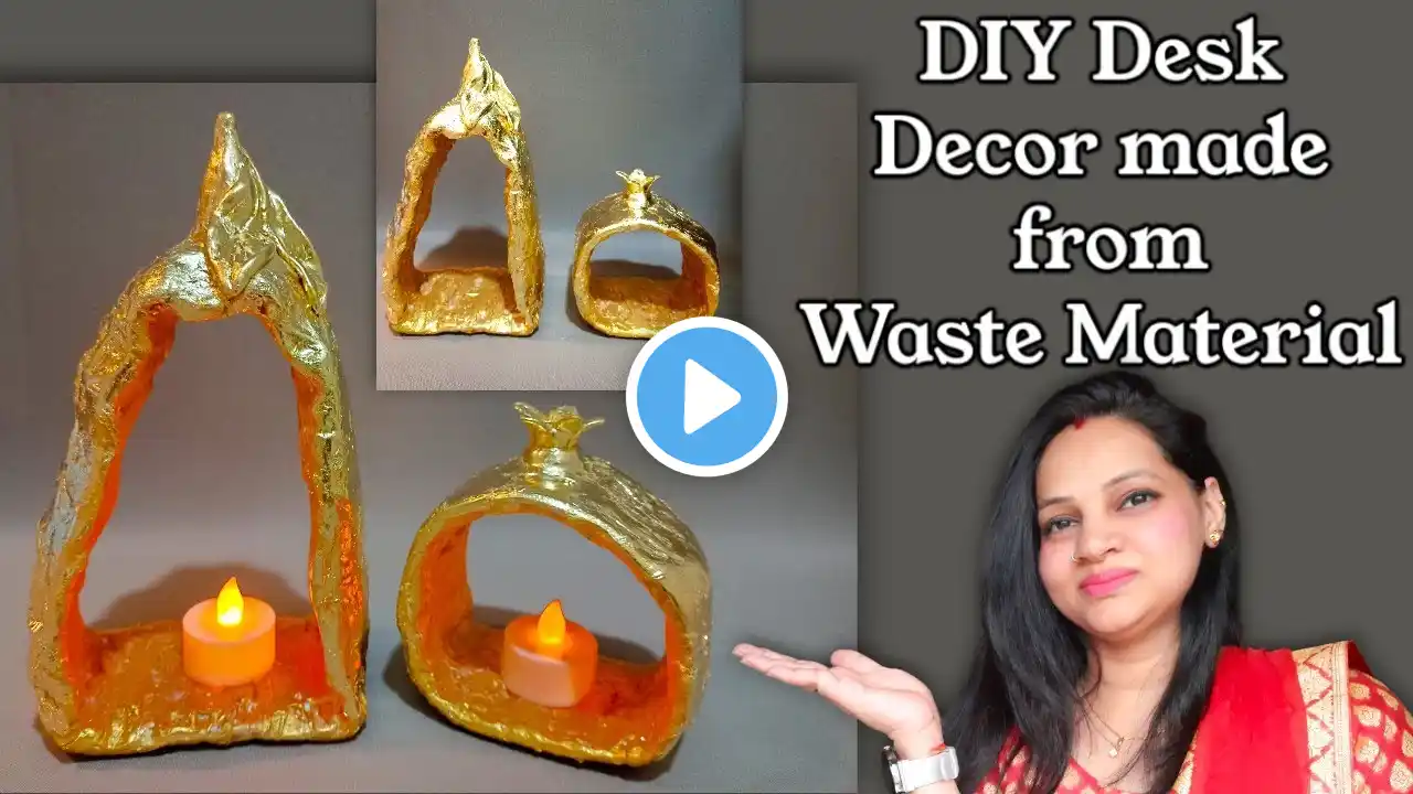 Beautiful showpiece making with waste materials 😱| DIY Candle Holder | Zero Cost | Kabad sein Jugaad