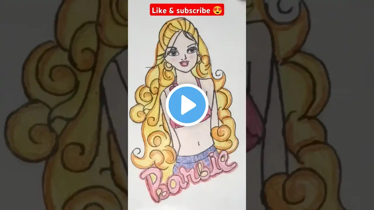how to draw cute barbie girl| kids drawing tutorial #shortsfeed #shorts #art barbie drawing tutorial