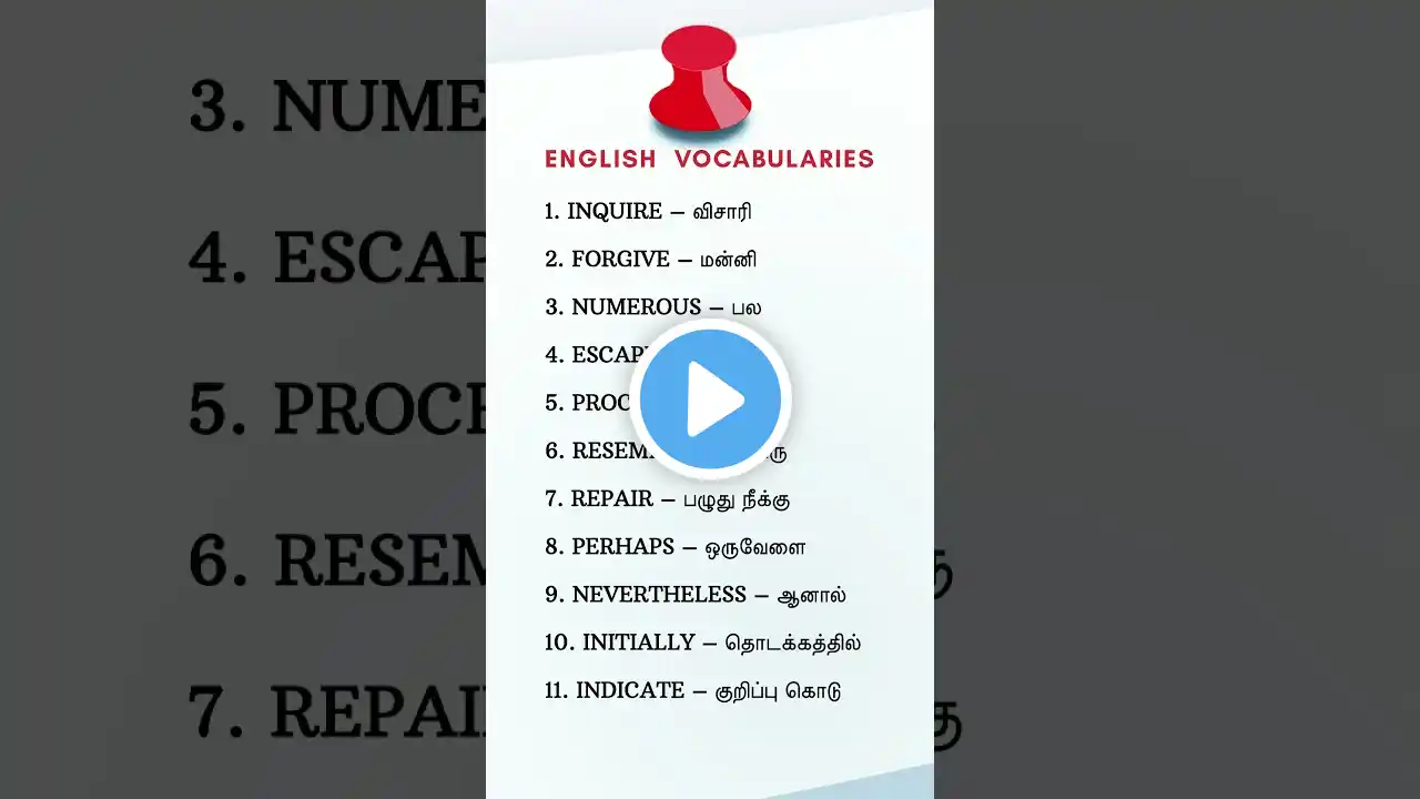 English vocabularies with Tamil meaning #learn #vocabulary #englishtotamil #english #tamil