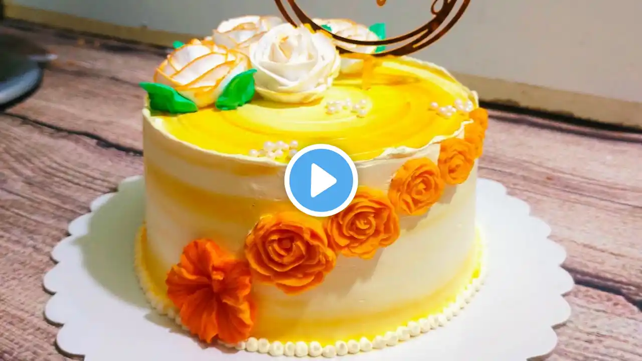 হুইপড ক্রিম + ভ্যানিলা কেক ডেকোরেশন | Cake decoration | vanilla cake decoration | #cake