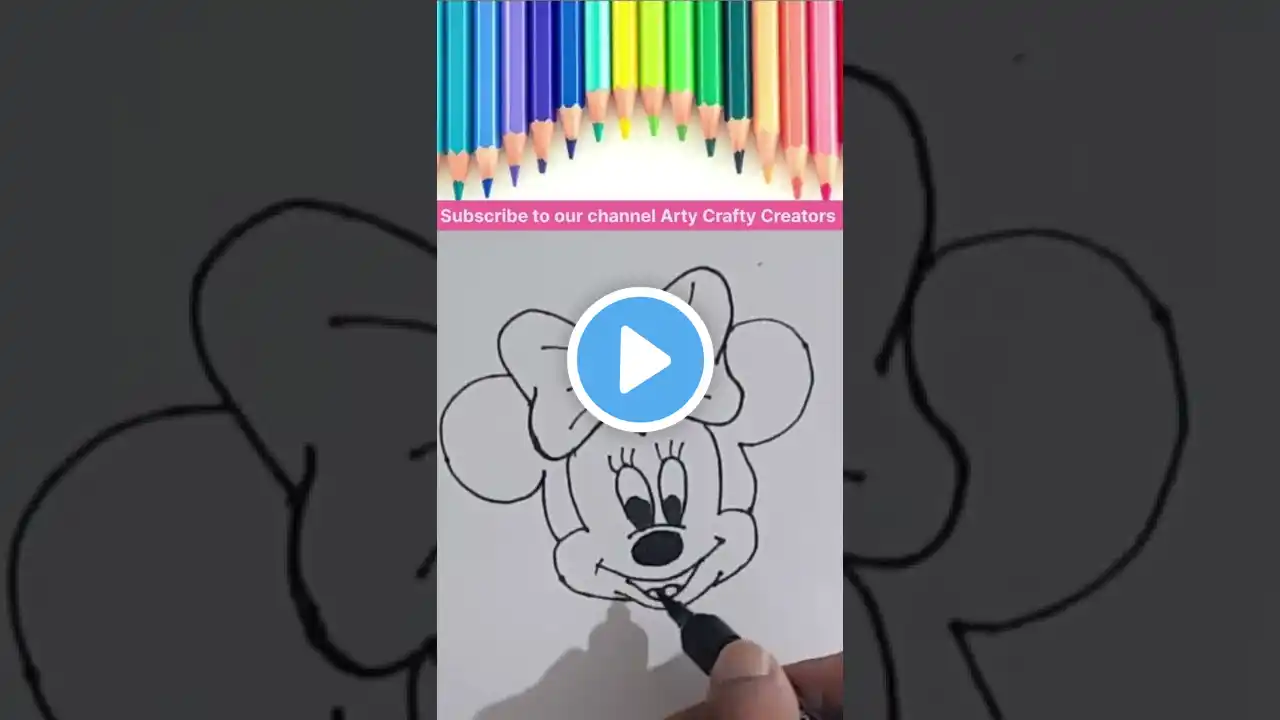 How to draw a cute minnie I easy art for kids II #shorts #art #drawing #ytshorts #easydrawing #draw