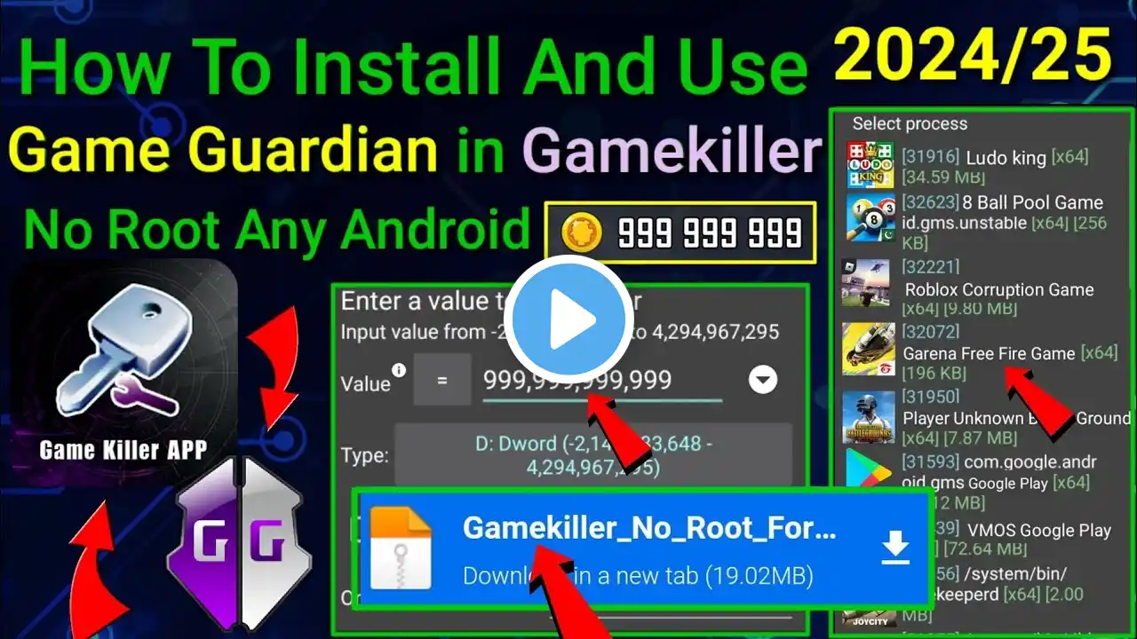 How To Install And Use Game Guardian In Gamekiller App No Root Any Android || 2024