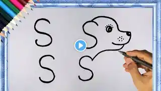 How To Draw Cute Dog From Letter 'SSSS'/ How to draw a Dog drawing easy step by step drawing