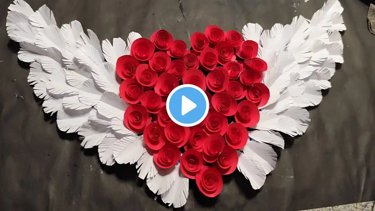 🥰How to make flying heart wall hanging 🥰 beautiful paper craft ❤flying heart wall hanging 😱 #diy 👍👍