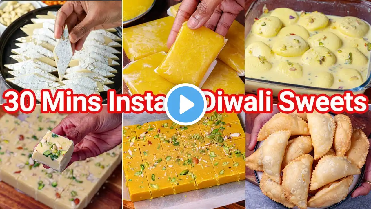 30 Mins Instant Diwali Sweets Recipe 2023 - Anyone Can Cook Festival Sweets | Deepavali Desserts