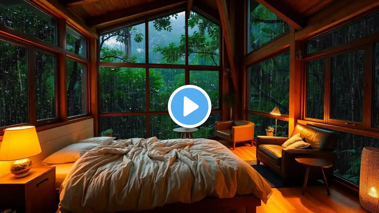 🔴 HEAVY RAIN ON THE ROOF of cabin in the forest | Non-stop rain sounds 24/7