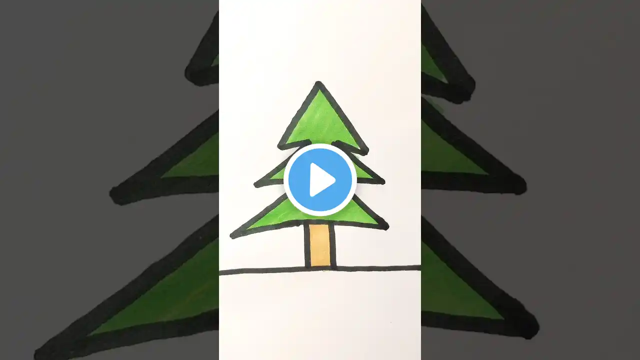 V = How to draw a Christmas tree 🎄 easy step by step drawing || easy way #shorts #art