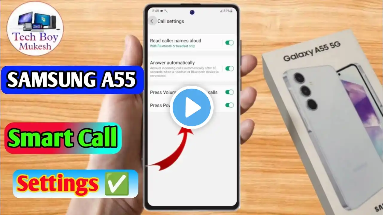 how to smart call in samsung a55 | samsung a55 smart call setting kaise kare