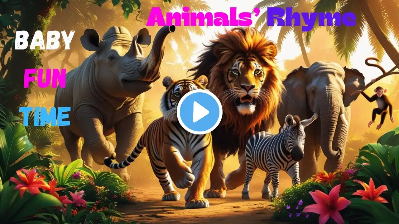 Jungle Animal Song! 🦁🐘🐊 Fun Rhyme for Kids || Learn the name of wild animals || Lion, Tiger,Bear