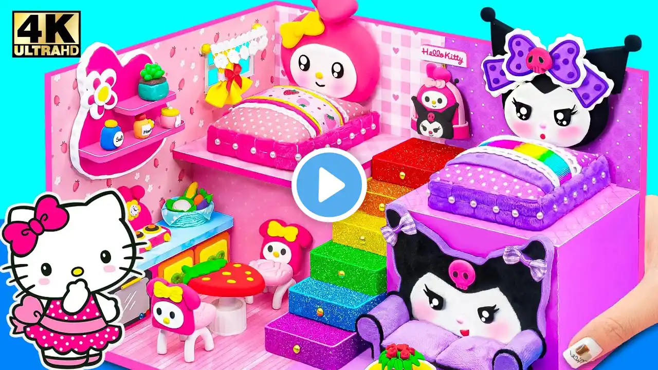 Make Hello Kitty House with Cute My Melody Bedroom, Purple Room for Kuromi ❤️ DIY Miniature House