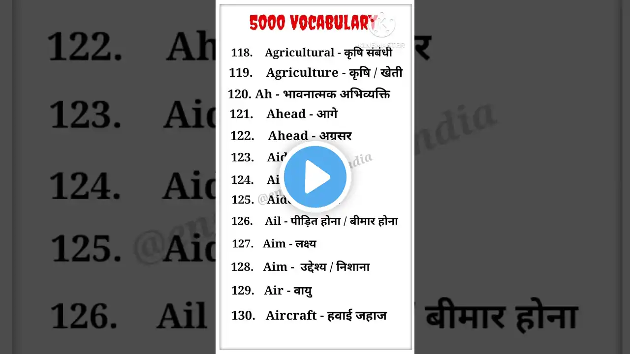 💥5000 Most Important English Words || रोज बोले जाने वाले words | Daily Use Word Meaning Practice #yt