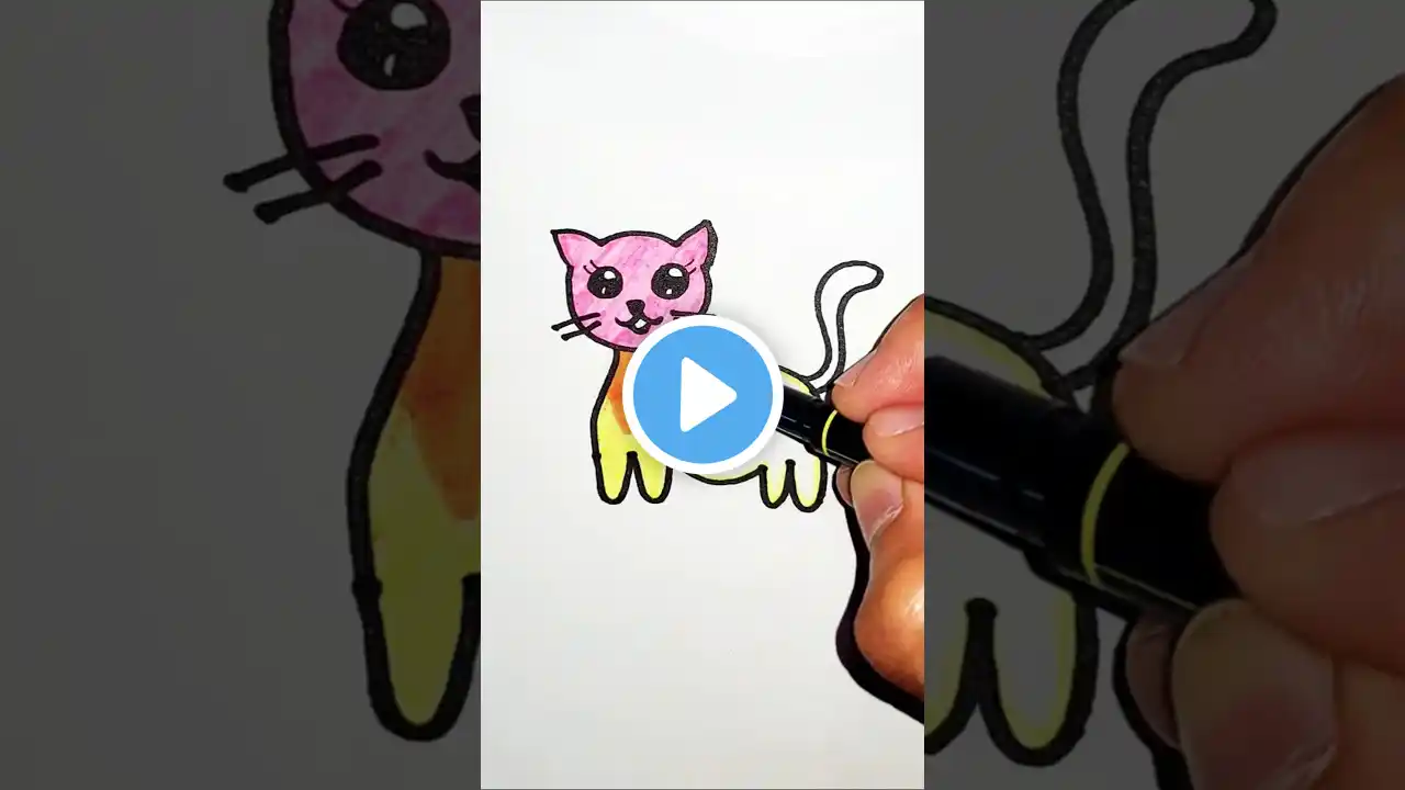 Draw cute cat #easydrawing #drawingtutorial #shorts #drawcat #youtubeshorts