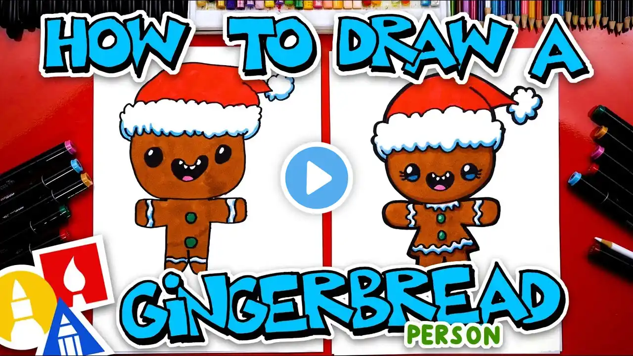 How To Draw A Gingerbread Person With Santa Hat