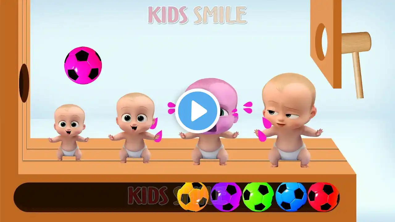 Lernen Sie Farben mit dem Holzhammer Boss baby Cry Xylophon Fußball für Kinder | Kids Smile Germany