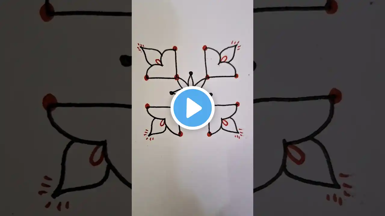 குட்டி கோலம் 4 dots easy pulli kolam #rangoli #shorts #viralvideos #muggulu #kolam #trending