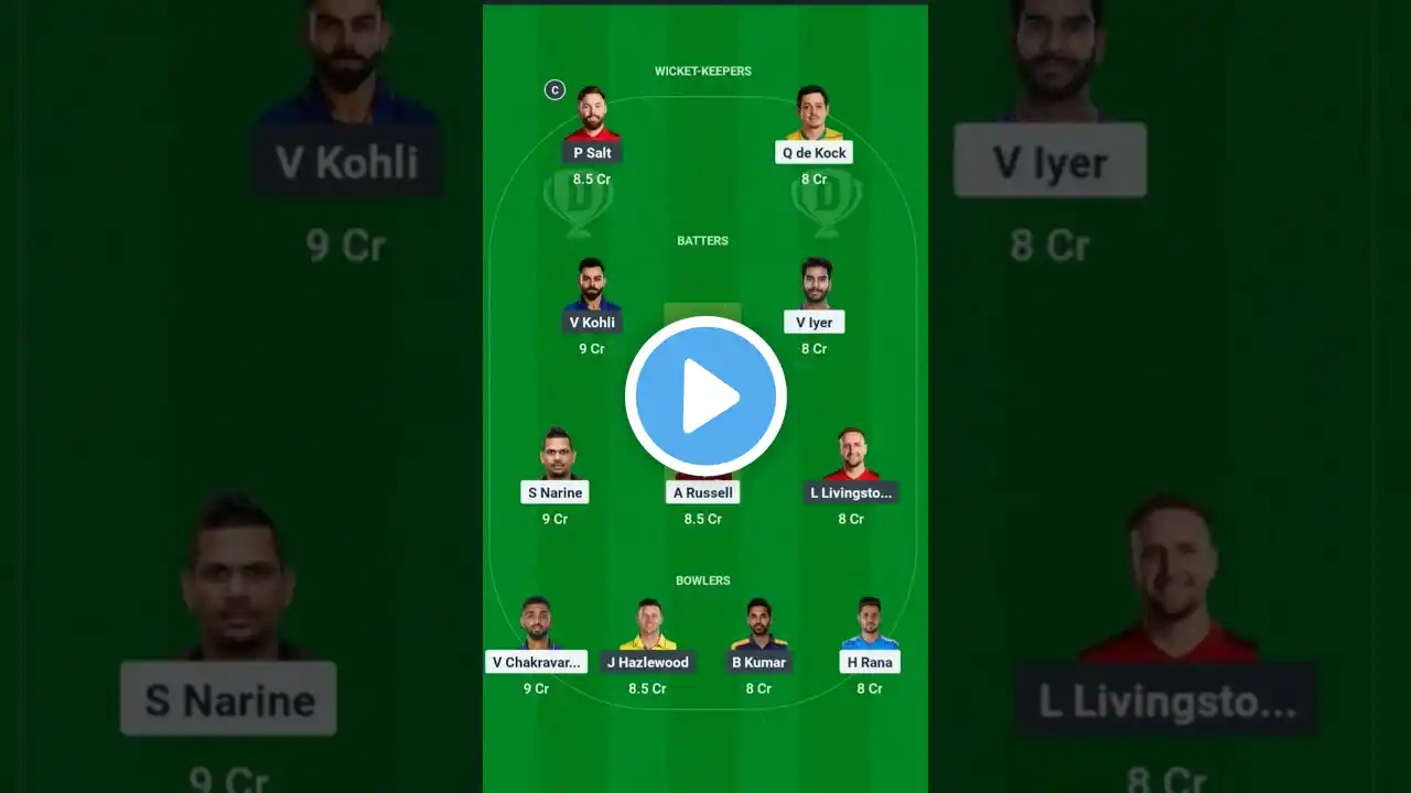 KKR vs RCB dream11 prediction 2025KKR vs RCB dream11 prediction 2025 grand league