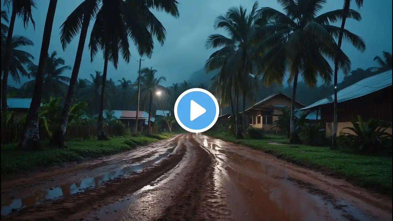 Soothing Night Rain and Thunder Sounds on a Silent Street for Insomnia Relief