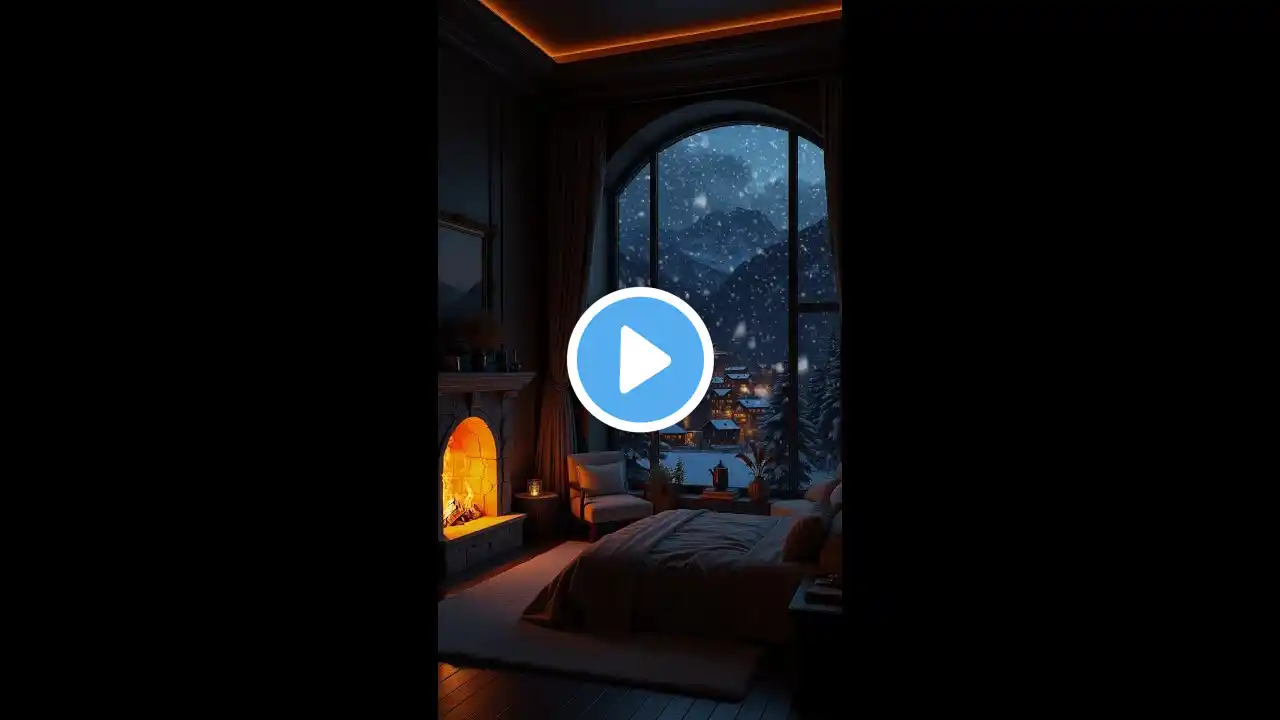 Severe Winter Night | Winter Storm Sounds with Fireplace