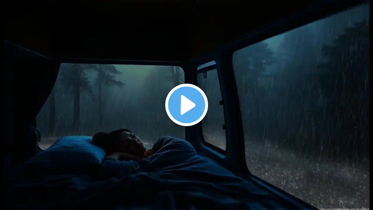 Fall Asleep Instantly in 3 Minutes with Heavy Rain & Thunder on a Cozy Car Window at Night