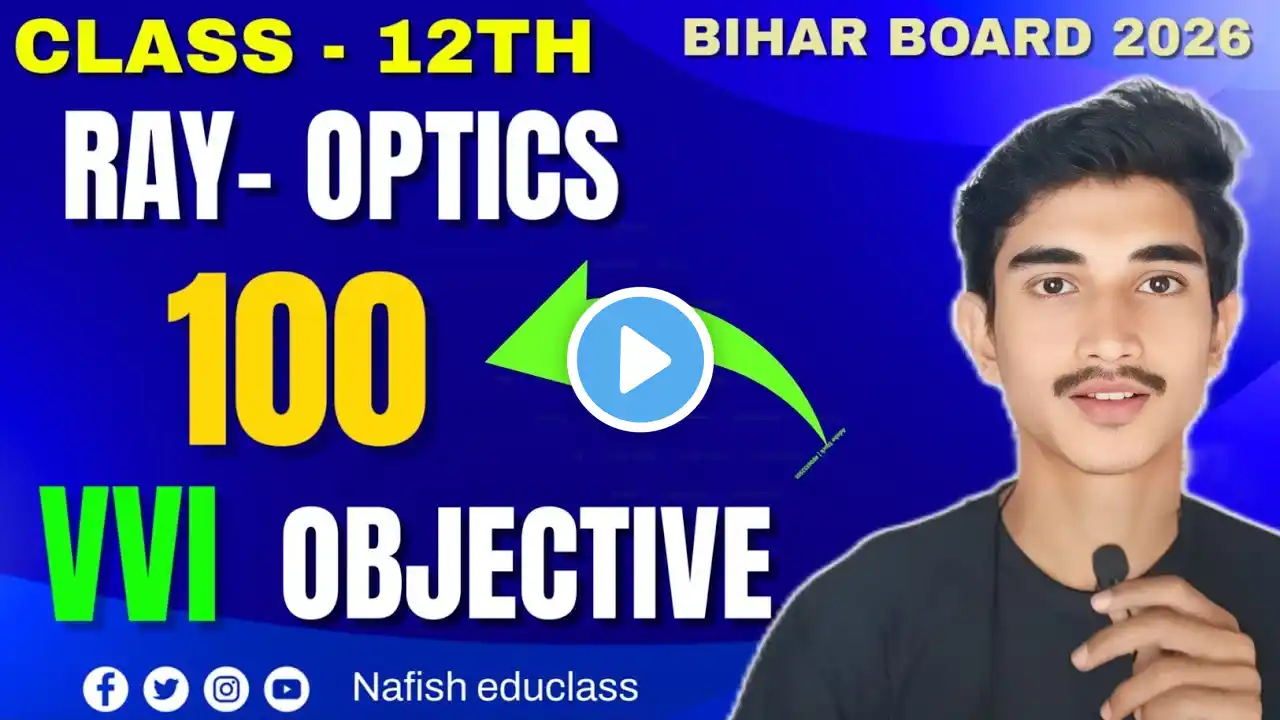 RAY - OPTICS || 100 VVI OBJECTIVE QUESTION || CLASS 12TH PHYSICS 2026 || Nafish educlass