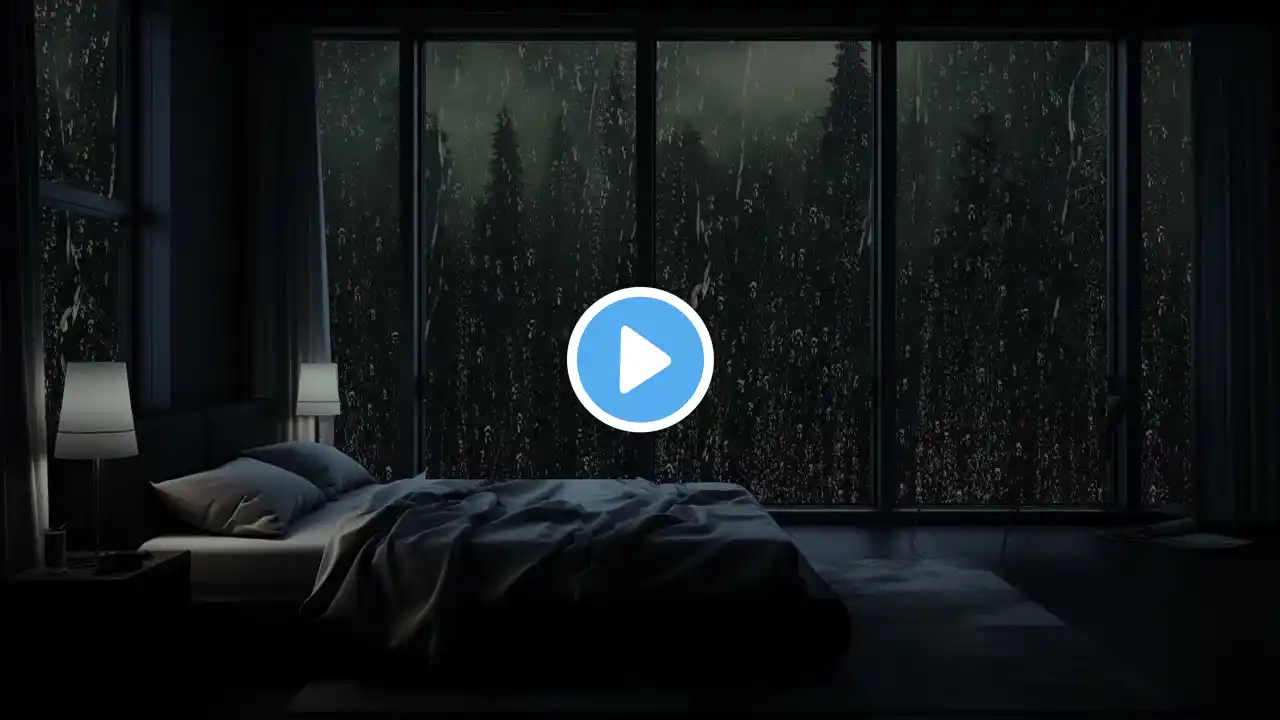 Rain in Forest helps Reduce Stress, Goodbye Insomnia - Heavy Rain Sound on Window for Sleep, Relax