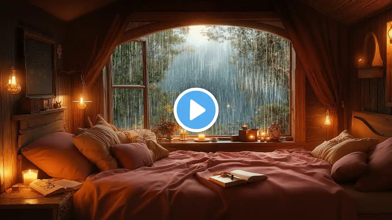 The Best Way To Sleep Instantly: Listen To Rain⚡Cozy Bedroom In Rain